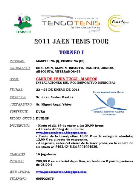 Cartel I Torneo 2011 Jan Tenis Tour