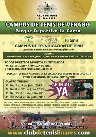 Cartel oficial Campus de Verano Club de Tenis Linares 2013 web