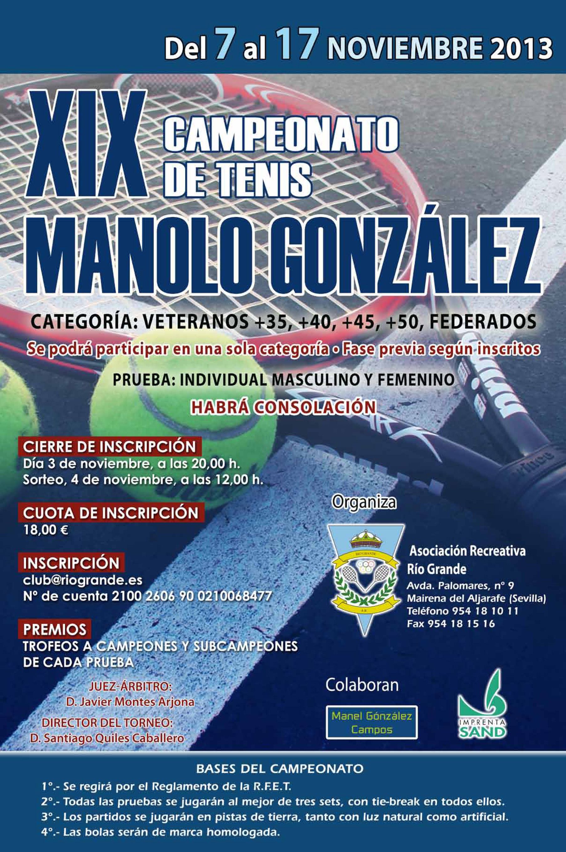 XVIII Cartel Tenis Manolo Gonzalez