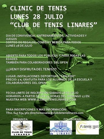 CARTEL CLINIC 28 JULIO OPEN DE TENIS 2014