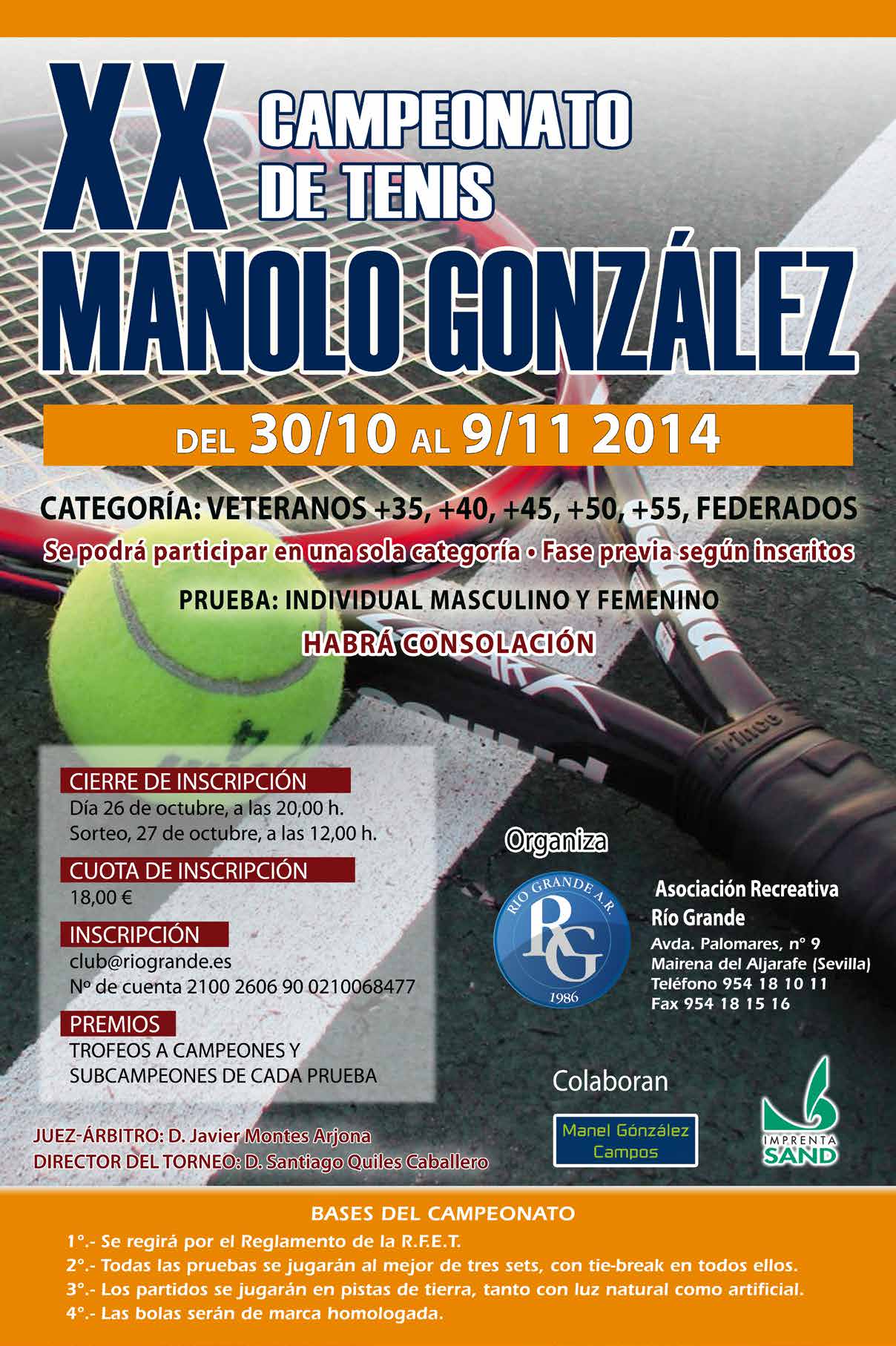 XVIII Cartel Tenis Manolo Gonzalez