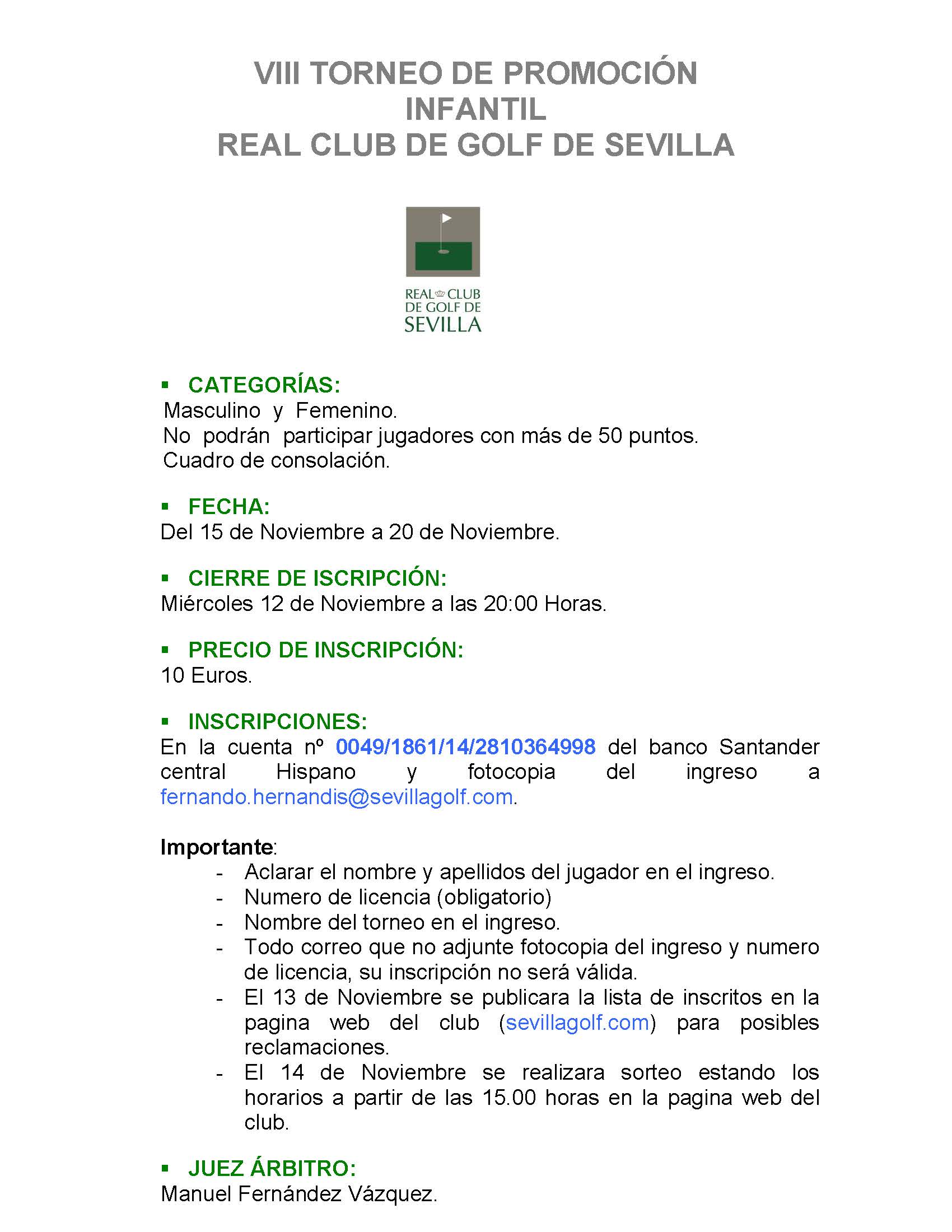 VIII Torneo infantil prom. club golf