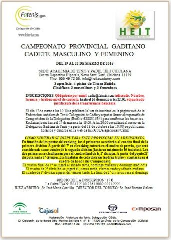 CONVOCATORIA CADETE