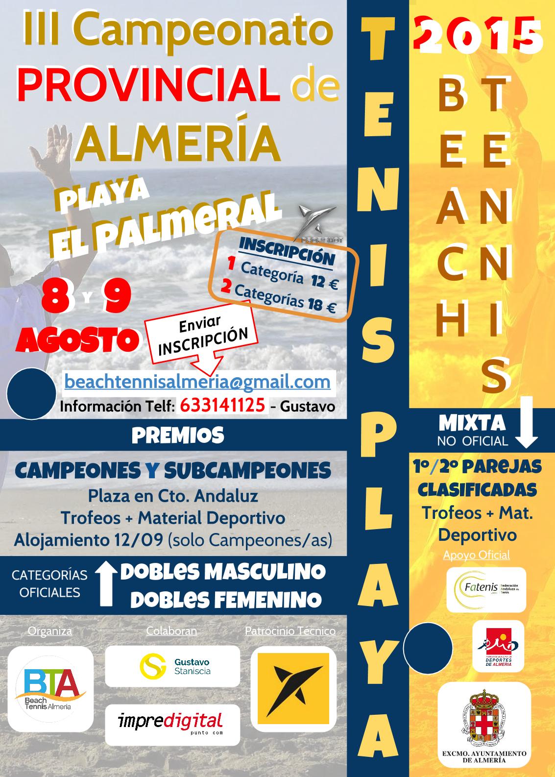 Cartel provincial almería tenis playa