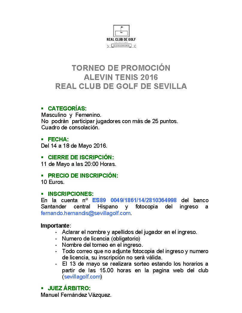Torneo de promocion Alevin C.Golf 2016