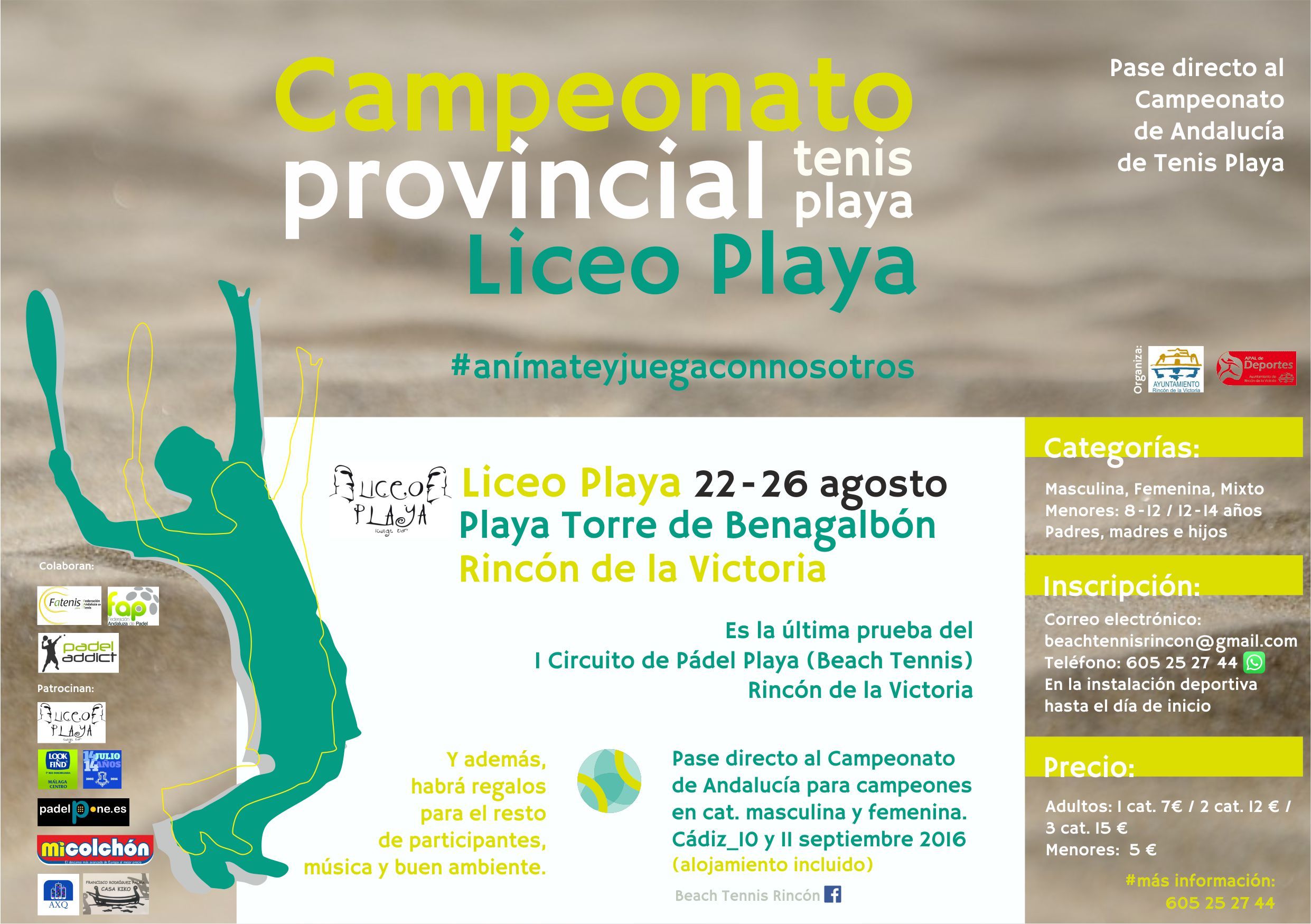 Cartel Campeonato Provincial Tenis Playa Rincon 2016