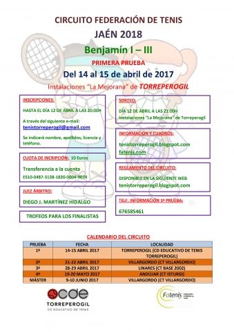 CARTEL 1 PRUEBA CIRCUITO PROVINCIAL BENJAMIN TORREPEROGIL