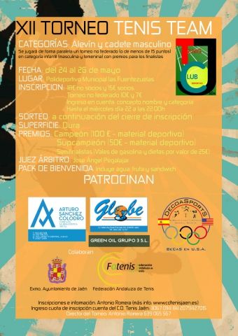 CARTEL XII TORNEO TENIS TEAM
