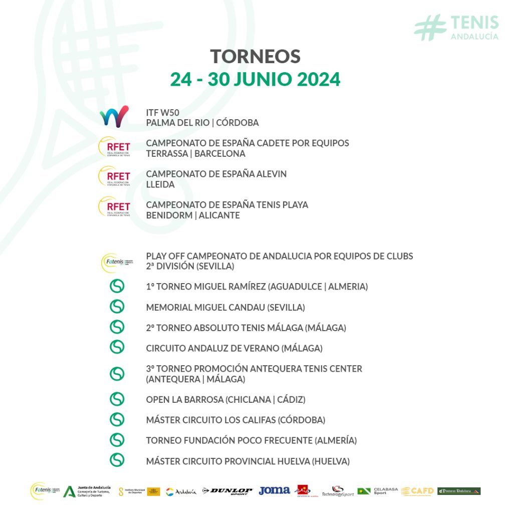 Torneos de tenis en Andalucia la semana del 24 al 30 de Junio