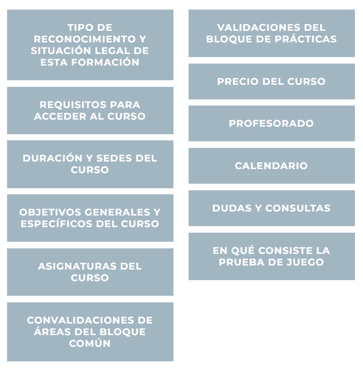 Contenido del Curso de Entrenador Deportivo de Nivel I Contenido del Curso de Entrenador Deportivo de Nivel I
