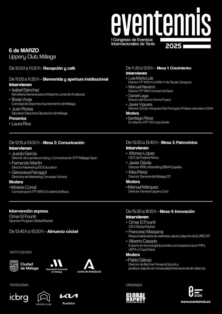 Agenda del I Congreso de Eventos Internacionales de Tenis
