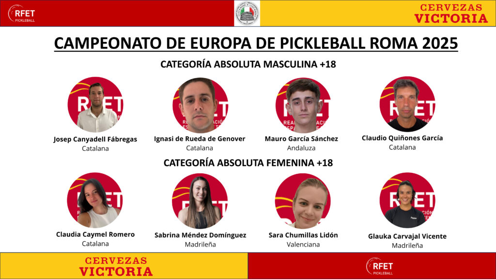 Selección Española de Pickleball para el Europeo de Roma 2025