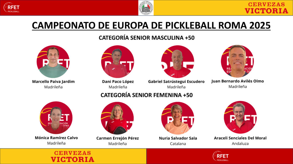 Selección Española de Pickleball para el Europeo de Roma 2025