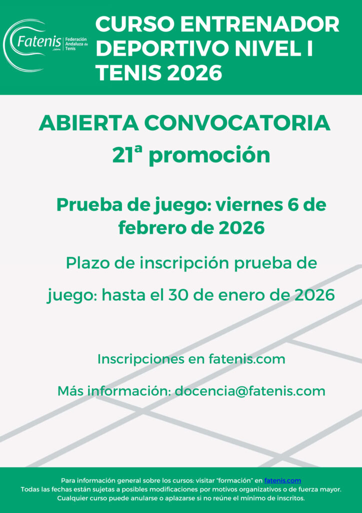 Curso de Entrenador Deportivo de Nivel I - 21ª Promoción - Federación Andaluza de Tenis