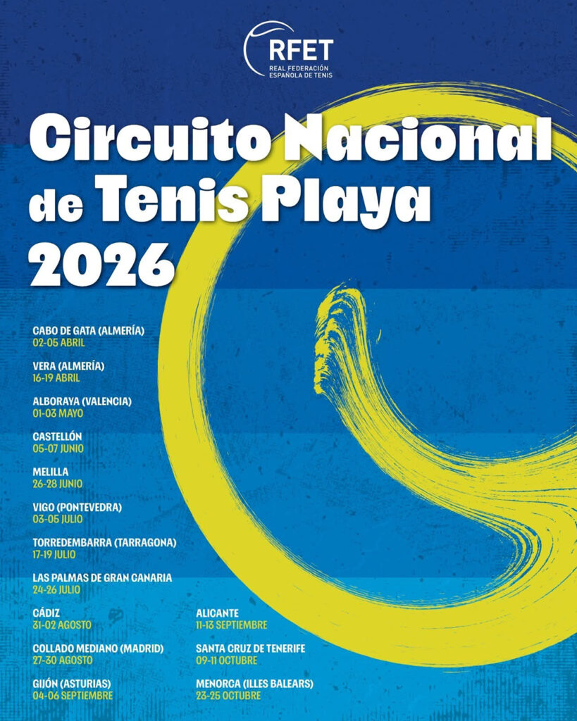 Andalucía acogerá tres pruebas del circuito nacional de tenis playa 2026