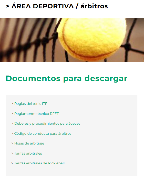 Documentos del Tenis y de los Árbitros