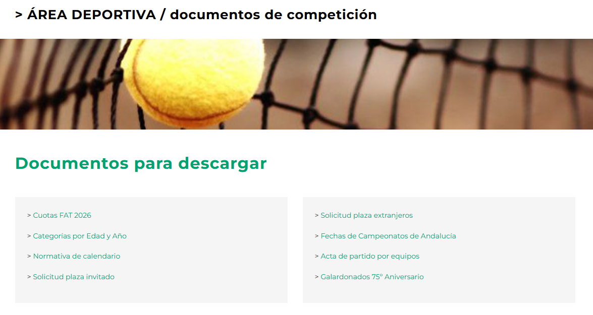Documentos de Competición de la Federación Andaluza de Tenis