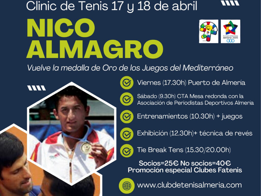 Clinic de Nico Almagro en Almería, en el Club de Tenis Almería